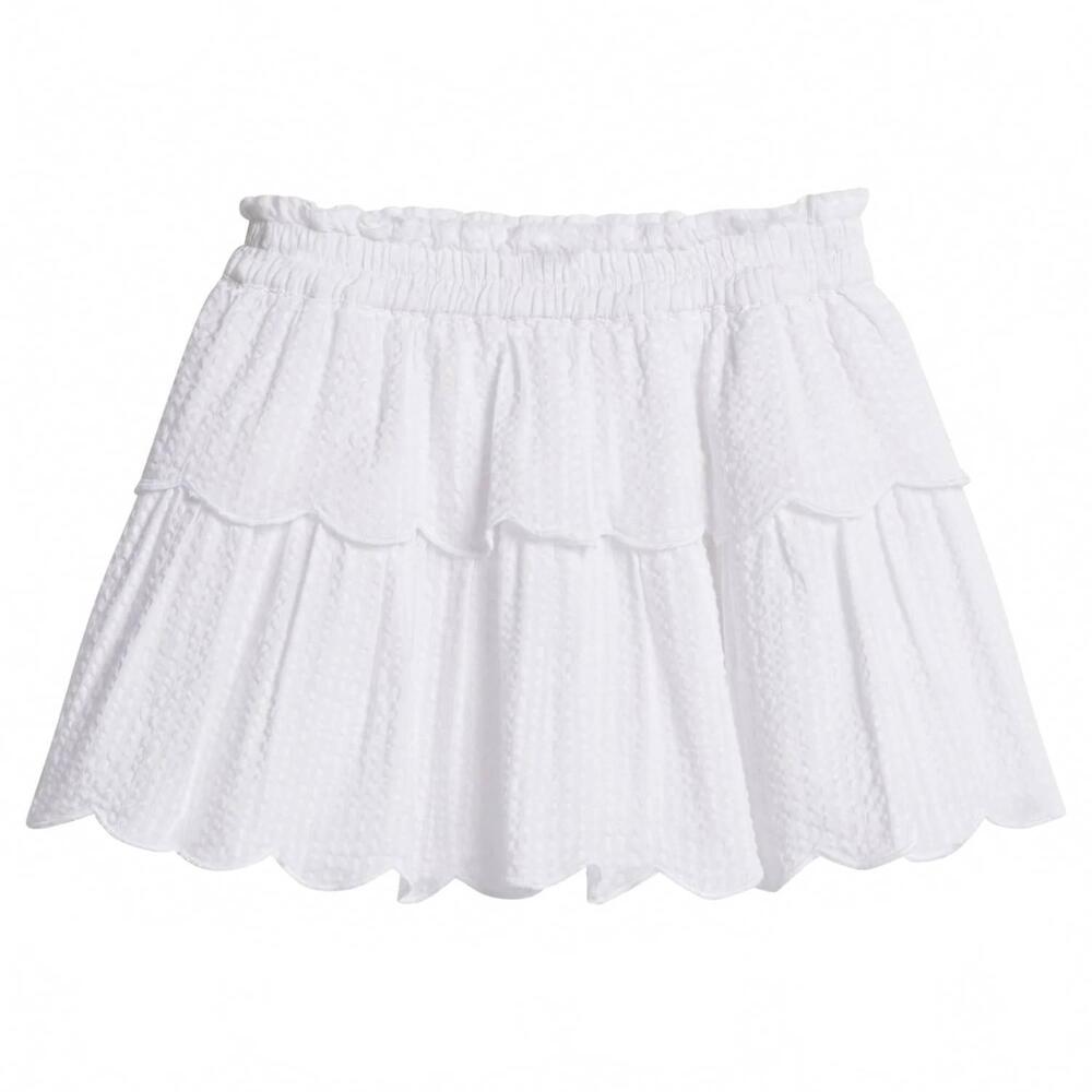 NEW BISBY girls tiered skort in white seersucker